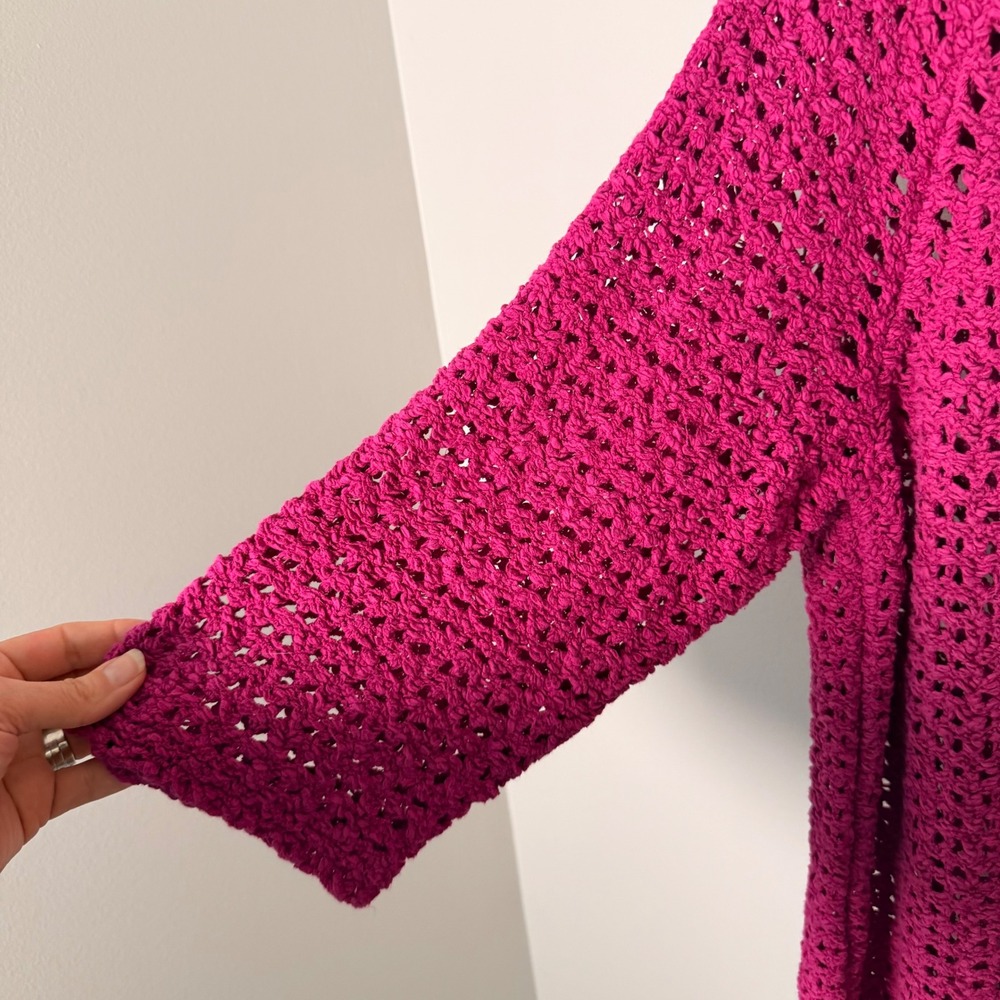 Chicos Summer Open Knit Lightweight Tunic Sweater (3/XL) Magenta Layering‎ Pink - Picture 5 of 13